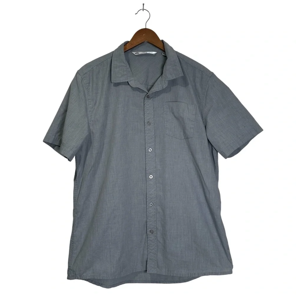 Travis Mathew Men’s XL Cotton Blend Gray Short Sleeve Button Shirt